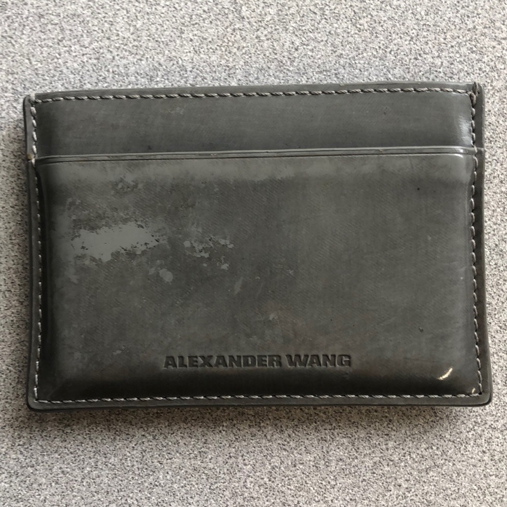 Alexander Wang grey patent card case